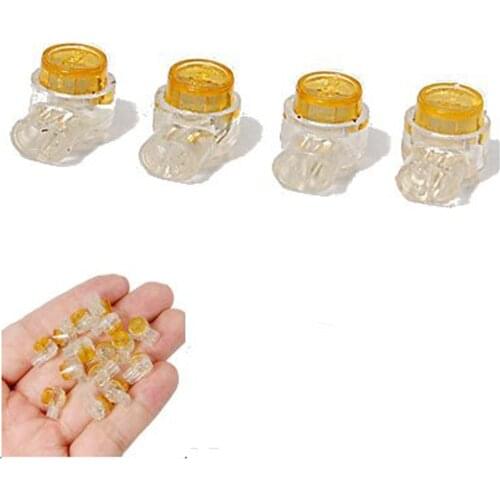 T-Best In Aliexpress promotion 50 Pieces Yellow Button Gel Filled Phone Wire Butt Splice UY Connector 2 Port