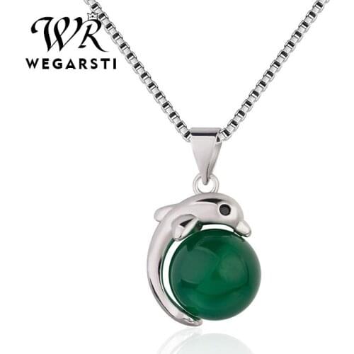 WEGERSTI Temperament Chalcedony Necklace For Women 925 Silver Jewelry Cordate Water Drop Shaped Dropshiping Mothers Day Gifts