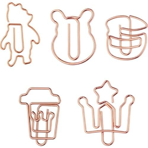 Rose Gold Hamburger Paper Clip Safe Pin metal Paper Clips Office Accessories Paperclips Office Supplies Rose Gold Stationery