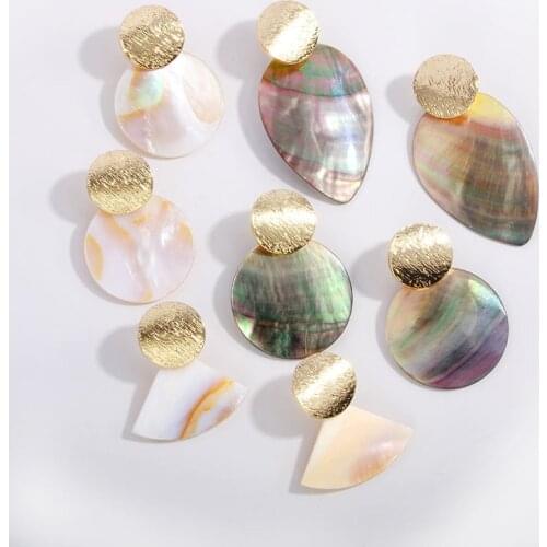 Women Fashion Earrings Hanging Natural Shell Pearl Geometric Earrings Natural Shell Pendant Earrings for women jewelry Earring