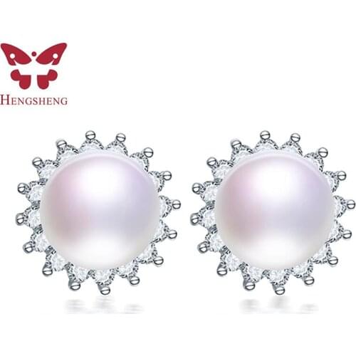 Brand 100% genuine freshwater pearl earrings women girl sun flower white pearl earring jewelrys,925 sterling silver earrings