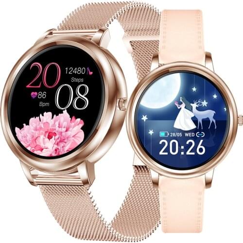 Smart Watch Women 2020 New MK20 Custom Dial Heart Rate Blood Pressure Fashion Female Fitness Bracelet Smartwatch PK KW10 KW20
