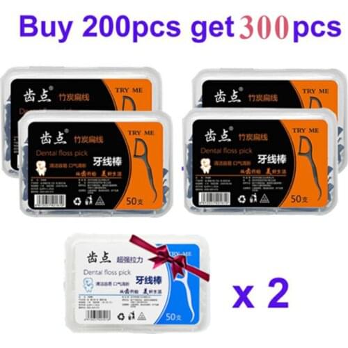 Charcoal Dental Floss Bamboo Organic Flat Tooth Floss Oral Hygiene Hilo Dental Floss Toothpick Cleaning Teeth Floss Stick