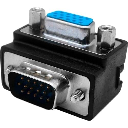 1 stücke 90 Grad Nach Unten Rechts Abgewinkelt VGA SVGA Stecker Auf VGA 15Pin Weibliche Monitor Adapter für PC Laptop TV