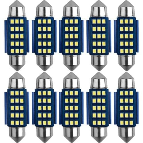 10pcs Car C5W Canbus Festoon C10W 31/36/39/41MM 12/15/18Led Error Free Interior Reading Light Clearance Bulbs Auto Plate Lamp
