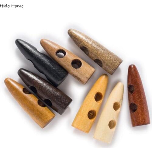10pcs Horn Imitation Tooth Wood Toggle Buttons Sewing Craft DIY Accessory Compatible with Clothing Coat Overcoat Jacket Blazer