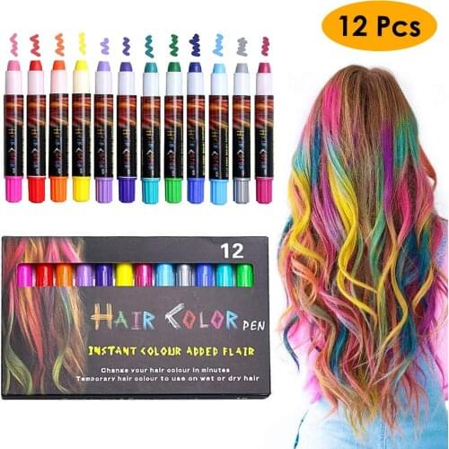 12 Colors Disposable Hair Dye Comb Temporary Hair Chalk Color Comb Dye Tool
