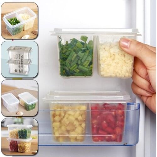 2pcs/Set Scallion Garlic Storage Box Refrigerator Fresh-Keeping Box Kitchen Storage Organizer Household Refrigerator Containers