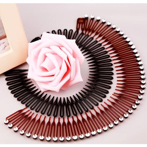 2pcs Soft Elastic Full Circle Hair Comb Plastic Flexible Teeth Hair Claws Headband DIY Tools Ponytail Hair Styling Accessories