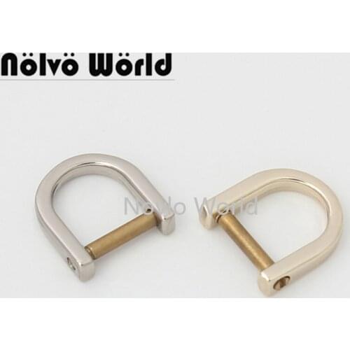 50pcs 3 Colors 9mm (3/8" inner) metal irregular screw D-ring for DIY bag purse detachable Dee ring handbag metals