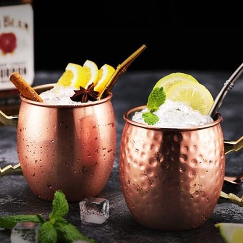530ml Moscow Mule Mug Stainless Steel Hammered Copper Plated Beer Cup Coffee Cup Bar Drinkware Kitchen Supplies