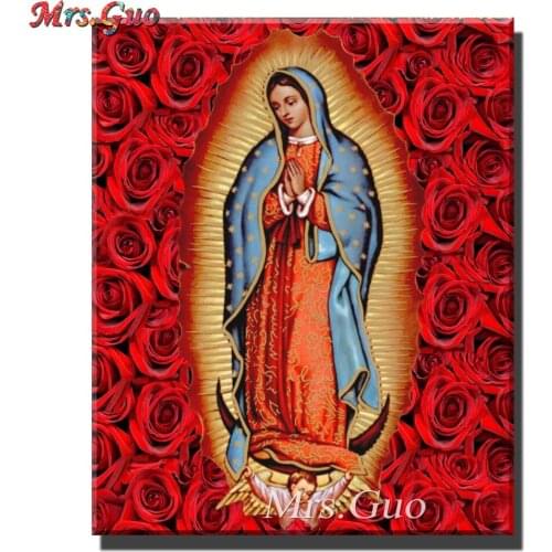 5d Diamond Painting Full Square Rose background Our Lady of Guadalupe 5D Diamond Embroidery Mosaic Kits Art Religion Home Decor