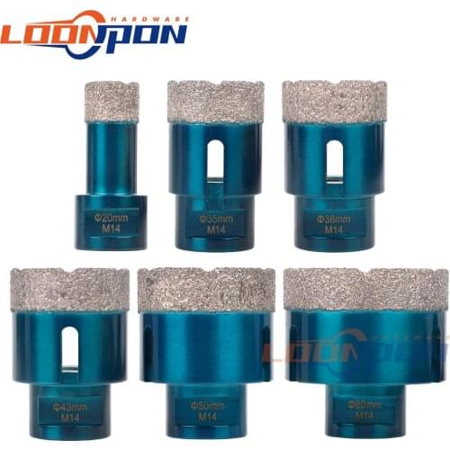 6Pcs With Box Dry/Wet Diamond Drilling Bits M14 Thread Vacuum Brazed For Granite Marble Masonry Hole Saw Cutter