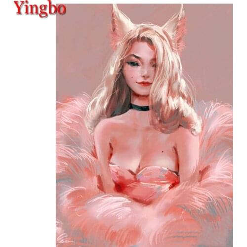 Diy Diamond Embroidery Fox Anime Girl Full Square/Round Rhinestone 5d Diamond Painting Cross Stitch,3D Art Mosaic Decor
