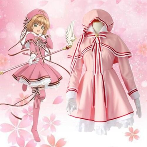 Anime Cardcaptor Sakura Clear Card Cosplay Costume Sakura Kinomoto Dress Cosplay Costume Halloween Carnival Party Women Dress