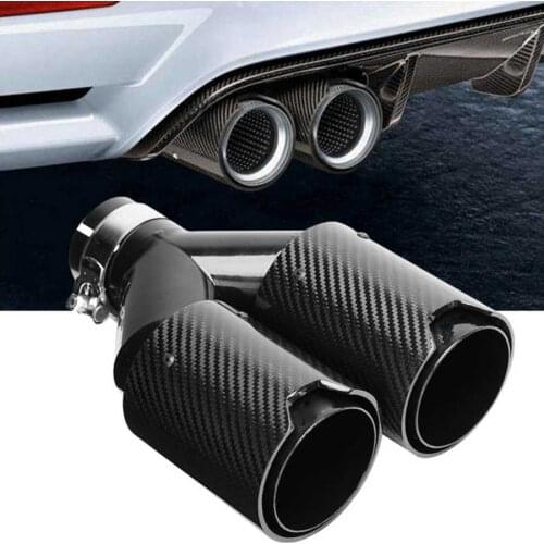 Car 2-1 Rear Exhaust Tip Y Pipe Dual 93mm Outlet Single 63mm Inlet Modification Universal sound muffler
