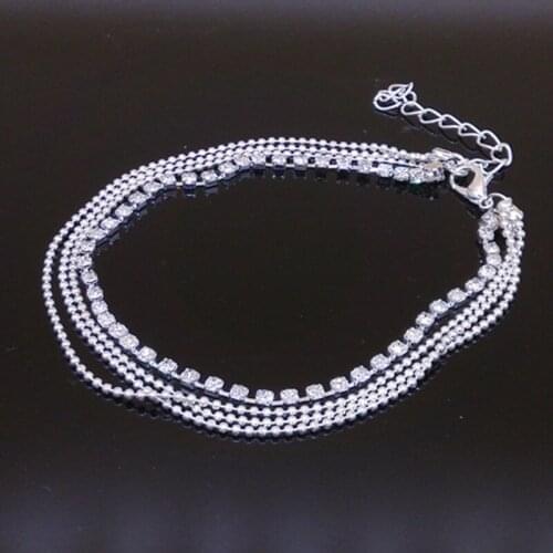 B210 Foreign fashion hot foot showcase new summer hot models Street beat multilayer metal chain crystal ball chain anklet