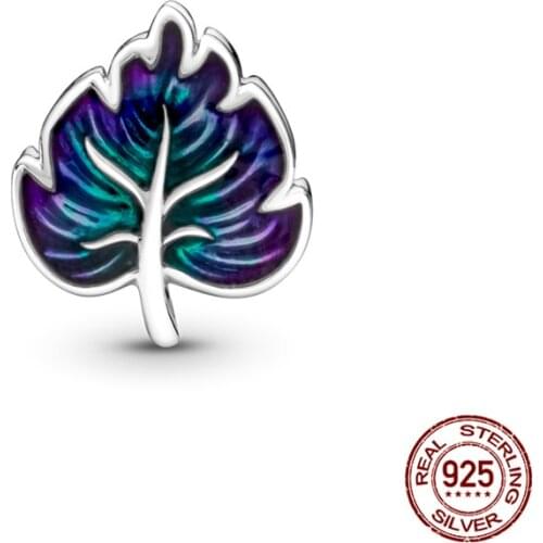 100% Real 925 Sterling Silver Flame Shape Leaves Fit Original 3mm Bracelet&Bangle Making Fashion DIY Jewelry For Women