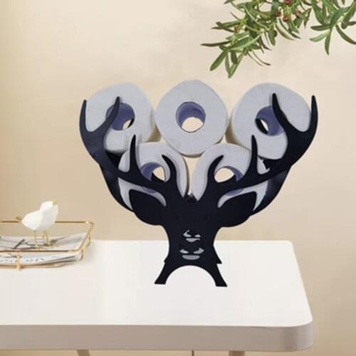 Home Iron Roll Paper Towel Holder Black Cows Crafts Bathroom Rack Ornaments Toilet Roll Holder Kitchen Bathroom Storage accessor