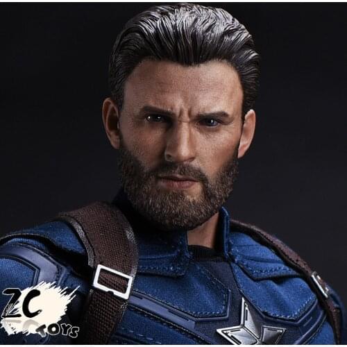 ZCTOYS 1/6 T-05hero Head Sculpt Beard Version Steve Rogers Head Carving for 12 Inches Male DIY Action Figures