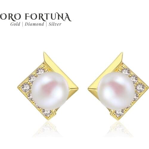 14k Gold Natural Freshwater Pearl Stud Earrings for Women
