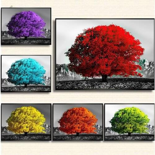 Canvas Painting Colorful Tree of Life Poster Modern Style Landscape Wall Art Prints Pictures For Bedroom Home Decoration