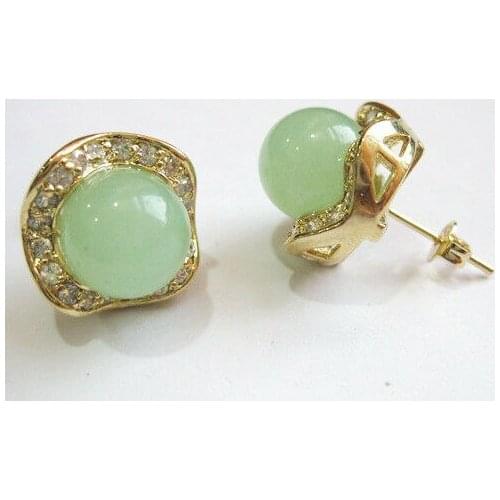 Pretty 10mm South Sea Shell Pearl /Jade /Tiger Eye Round Bead Stud Earrings AAA