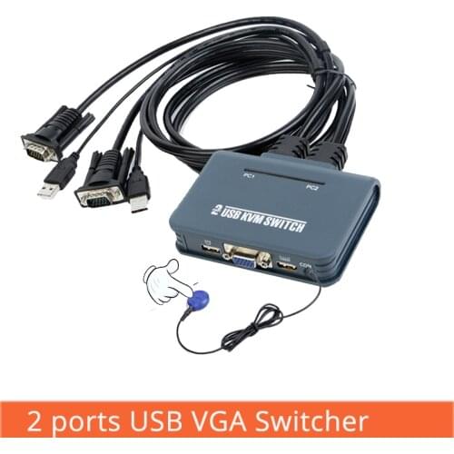 2 Port USB KVM Switch Vga Two Into One Out Usb Mouse Keyboard Sharing Device Line Machine One Multi-Computer Switch