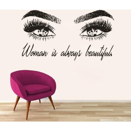 Eyelashes Extensions Wall Art Sticker Beauty Lettering Wall Decal Eyebrows Make Up Studio Vinyl Sticker Beauty Salon Decor AZ116