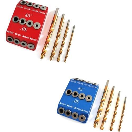 30/45/90° Angle Oblique Pocket Hole Jig Drill Guide Dowel Jig Wood Drill Locator For Wood Jointing,With Drll Bit