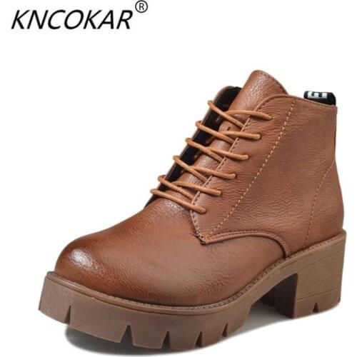 2018 KNCOKAR summer spring and autumn new Martin boot student short boot thick belt with retro single boot female