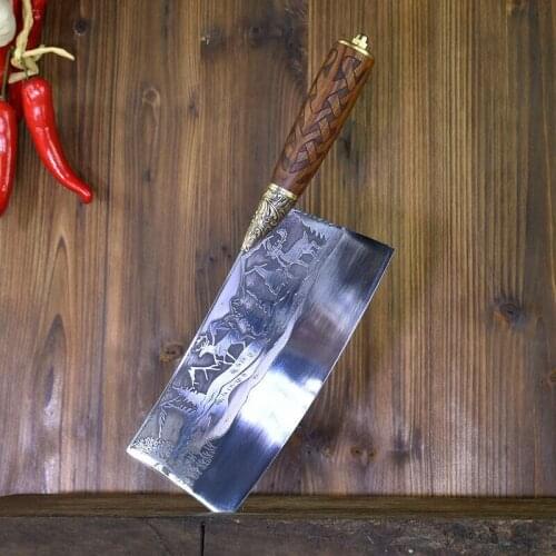 Old style kitchen knife Longquan handmade forging, slicer blade, cutting knife, bone-cutting knife ghost hand-made knives