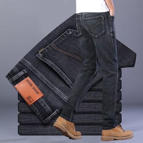 2021 fall/winter jeans mens slim straight stretch casual pants mens youth business plus size pants