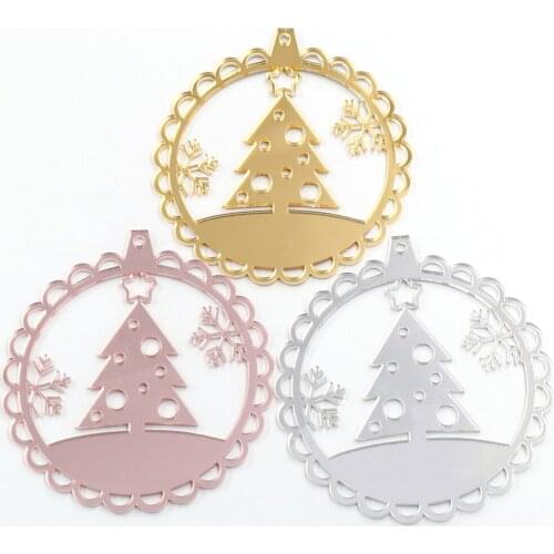 1pcs )101mm Christmas Ornaments Holiday Tree Decorations Family Gifts Gold Mirror Acrylic Tags