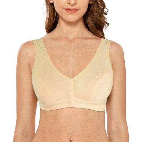 Sex Lingerie For Women Ladies Bra Comfort Cotton No-Wired Brassiere Snaps Wide Shoulder Straps Bralette 34-46 A B C