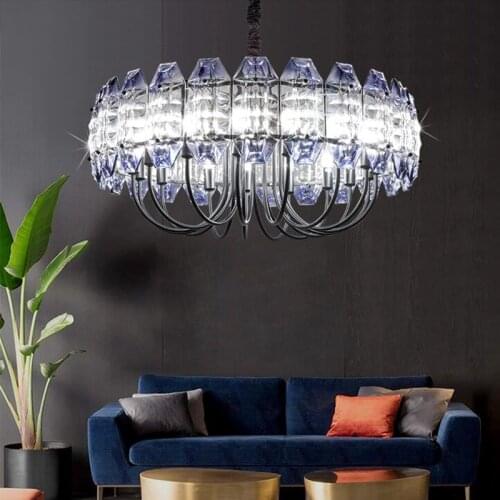 Modern Lustre Crystal Led Chandelier Lighting Metal Living Room Led Pendant Chandelier Lights Dining Room Hanging Lamp Fixtures