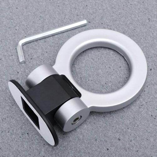 Universal Ring Track Racing Style Tow Hook Decoration For Any Car SUV Truck (Silver)