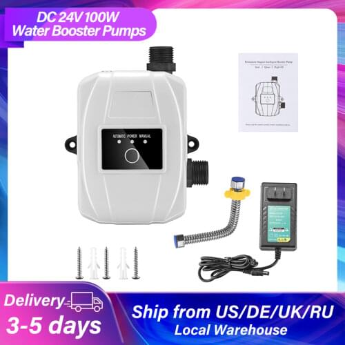 DC 24V 100W Auto Water Pump Pressure Booster Pump Connector Household Tapwater Kitchen Sink Shower Head Booster Pump Kit EU US