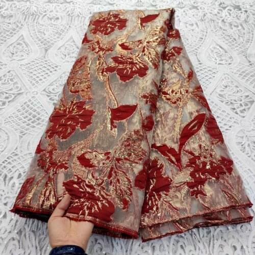 High Quality African Brocade Jacquard Fabric Nigerian Tissus French Tulle Net Lace Material Organza Mesh Cloth For Sewing DJO15