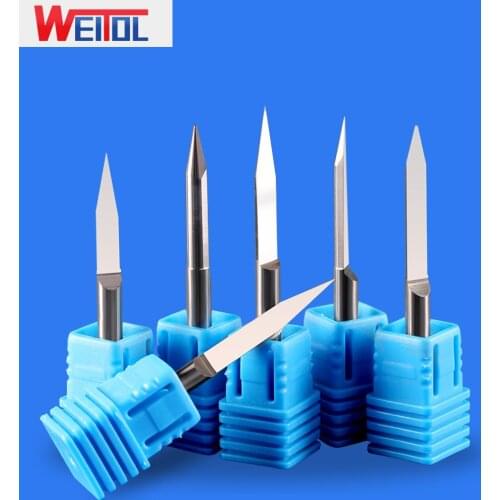 WeiTol 3pcs/ lot 4mm shank tungsten steel PCB engraving bits CNC router bits carbide end mill flat bottom carving tools