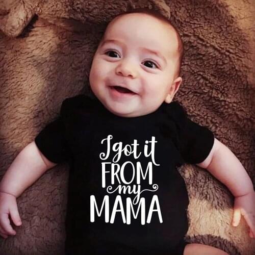 I Get It From My Mama Infant Girls Boys Short Sleeve Rompers Unisex Baby Letter Print Casual Bodysuit Toddler 0-24M Baby Clothes