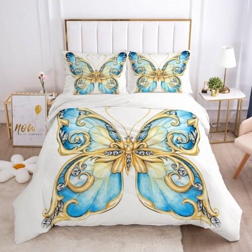 Western 3D Duvet Cover Set Bedding Sets Butterfly Design Quilt Covers Pillowcase Comforther Case King Queen Size White Bed Linen