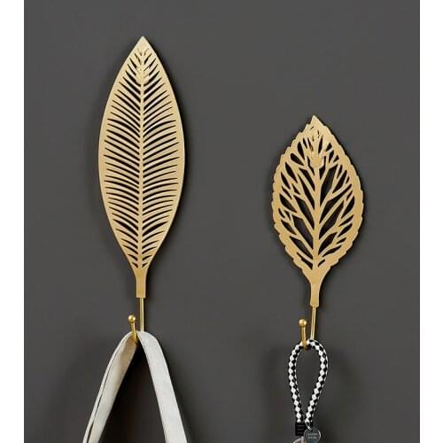 Leaves Shape Iron Hook Nordic Wall Decoration Leaf Key Watch Bags Jewelry Haning Hook Mutifuctional Wall Hanger Rack