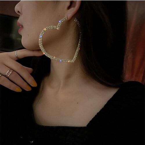 Womens Fashion Geometric Oversized Love Heart Alloy Drop Earrings Geometric Earrings Wedding Pendant Party Jewelry