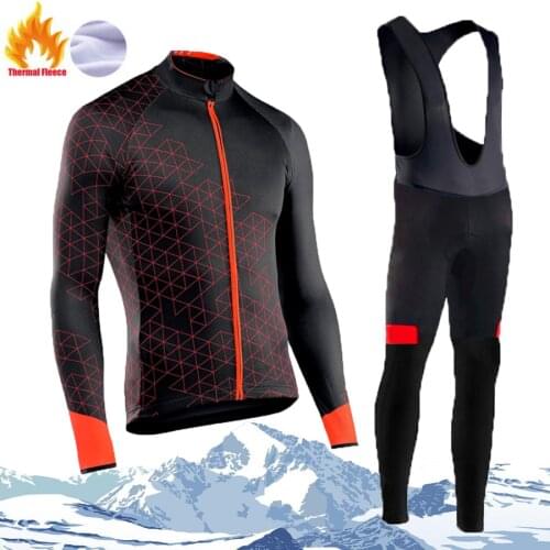 2021 Winter Thermal Fleece Cycling Jersey Set Maillot Ropa Ciclismo Long Sleeve Mountian Bike Wear Keep Warm Bicycle Clothing