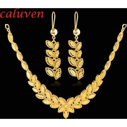 Gold Color Ethiopian Necklace/Earring for Women/Girls Jewelry Dubai/Arab/African Jewelry Wedding Gifts Round Sets CE106