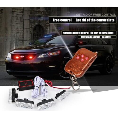 WTS 1 set Car head Warning Flashing Tyaper 4x3 LED light Wireless Remote Automobiles Strobe DRL Ambulance Emergency Police lamp