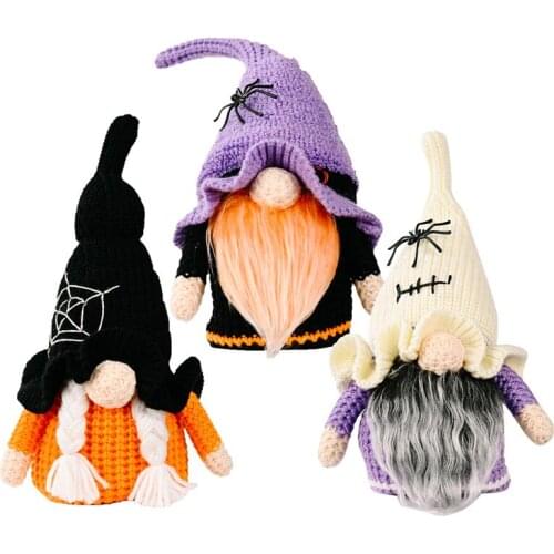 1PC Halloween Gnome Decoration Classic Swedish Tomte Gnome Knit Doll with Witch Hat Holiday Party DIY Decorations 2021