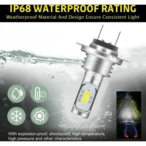 2xH7 LED CSP 3570 LED Chips Headlight Автомобильные лампы Kit DC 9-32V 80W 10000LM Hi Or Lo Beam Bulbs 6000K White IP 68