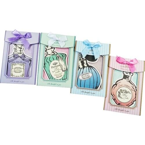 36 Pcs/lot Perfume Bottle Shape Envelopes Postcard Greeting Card With Bowknot Christmas Card Wedding Birthday Valentines Day